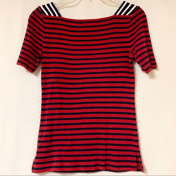 Ralph Lauren 3/4 Sleeve Top Striped Sailor Buttons - Picture 5 of 5